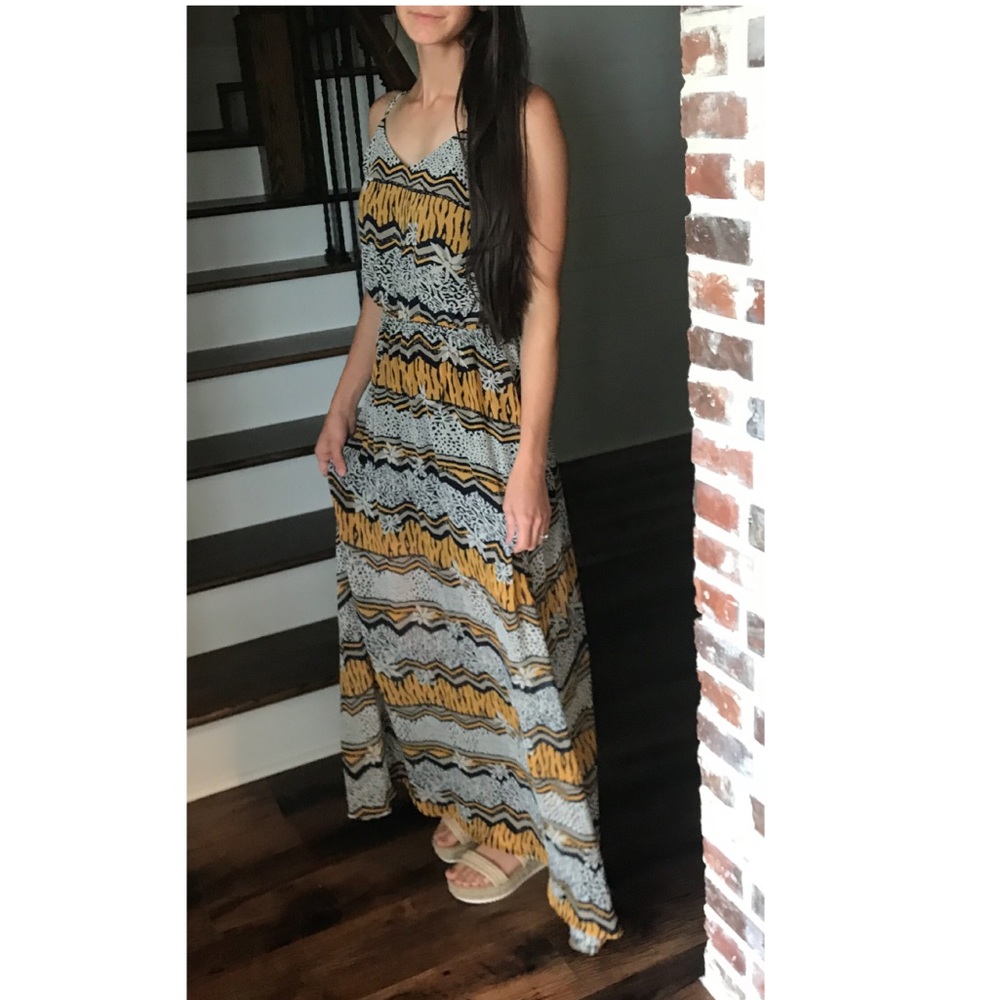 Women’s Medium Fall Mustard Cheetah Maxi Dress
